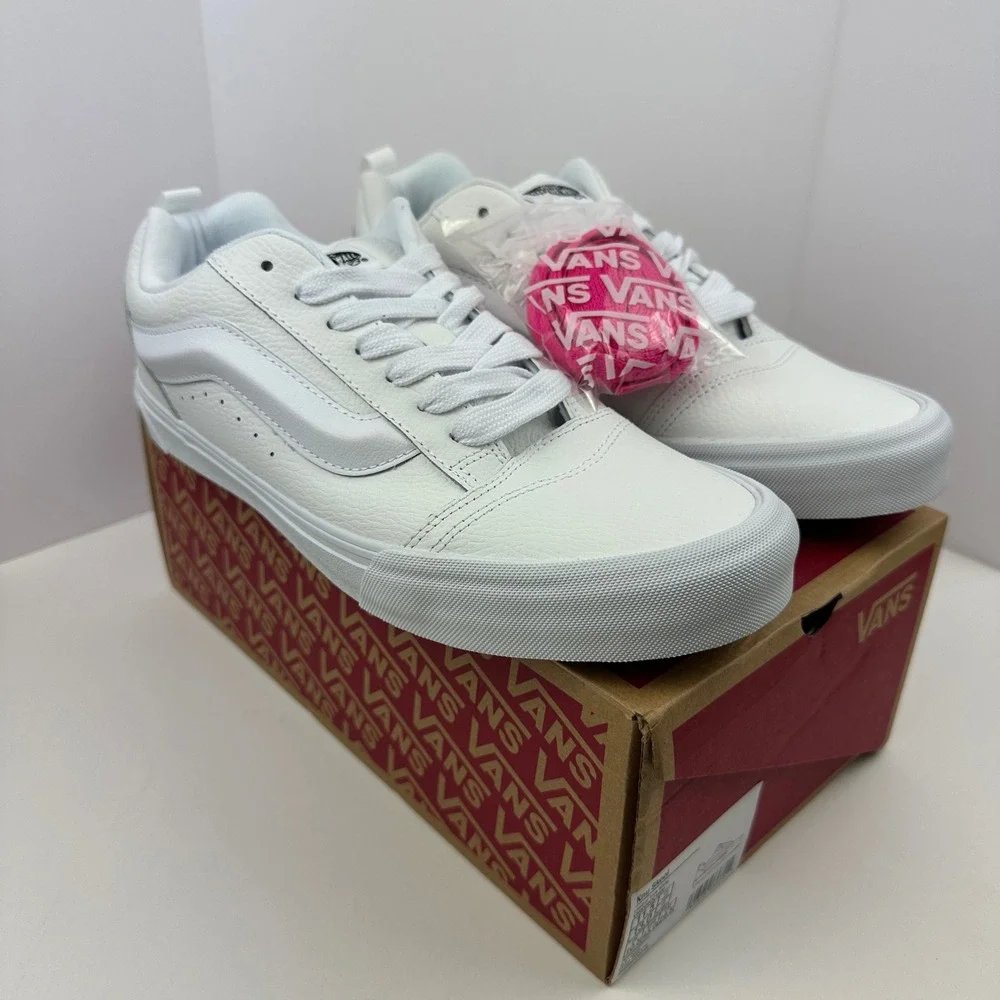NEW Vans Knu Skool Leather True White Skate Shoes Chunky 90s Sneakers Mens 11.5